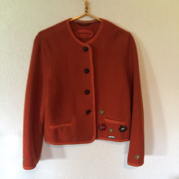GIESSWEIN AUSTRIA WOMEN'S Orange WOOL JACKET Size 40 - Picture 1 of 11